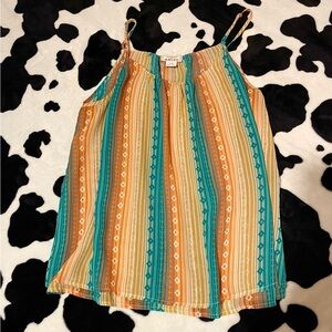 Ariat Teal and Mustard Striped Spaghetti-Strap Tank